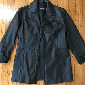 vintage genuine black leather blazer jacket